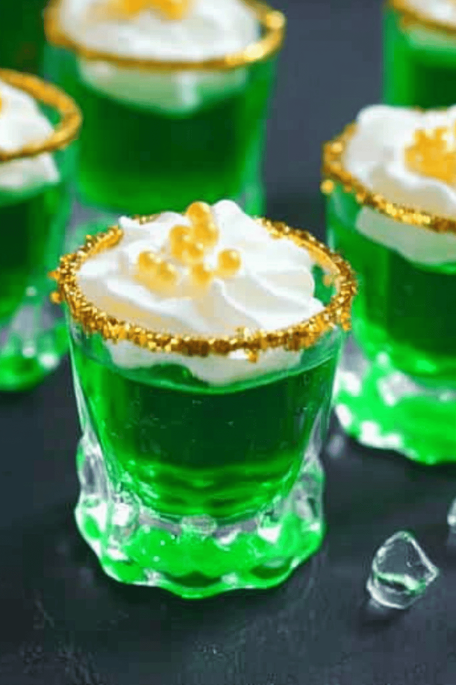 green jello shots slice on plate showing perfect texture and swirl pattern