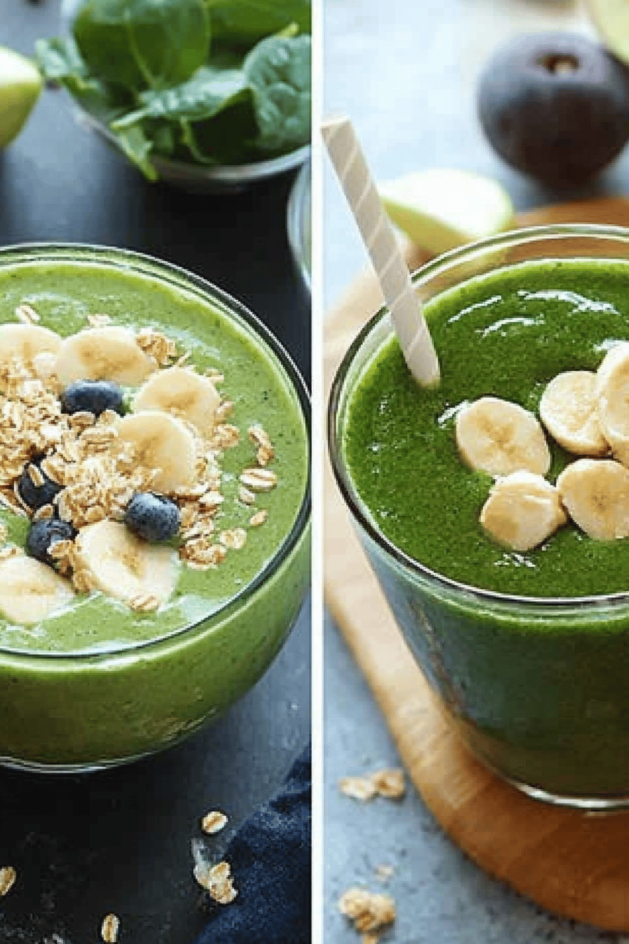 green smoothie recipes ingredients organized and measured on kitchen counter