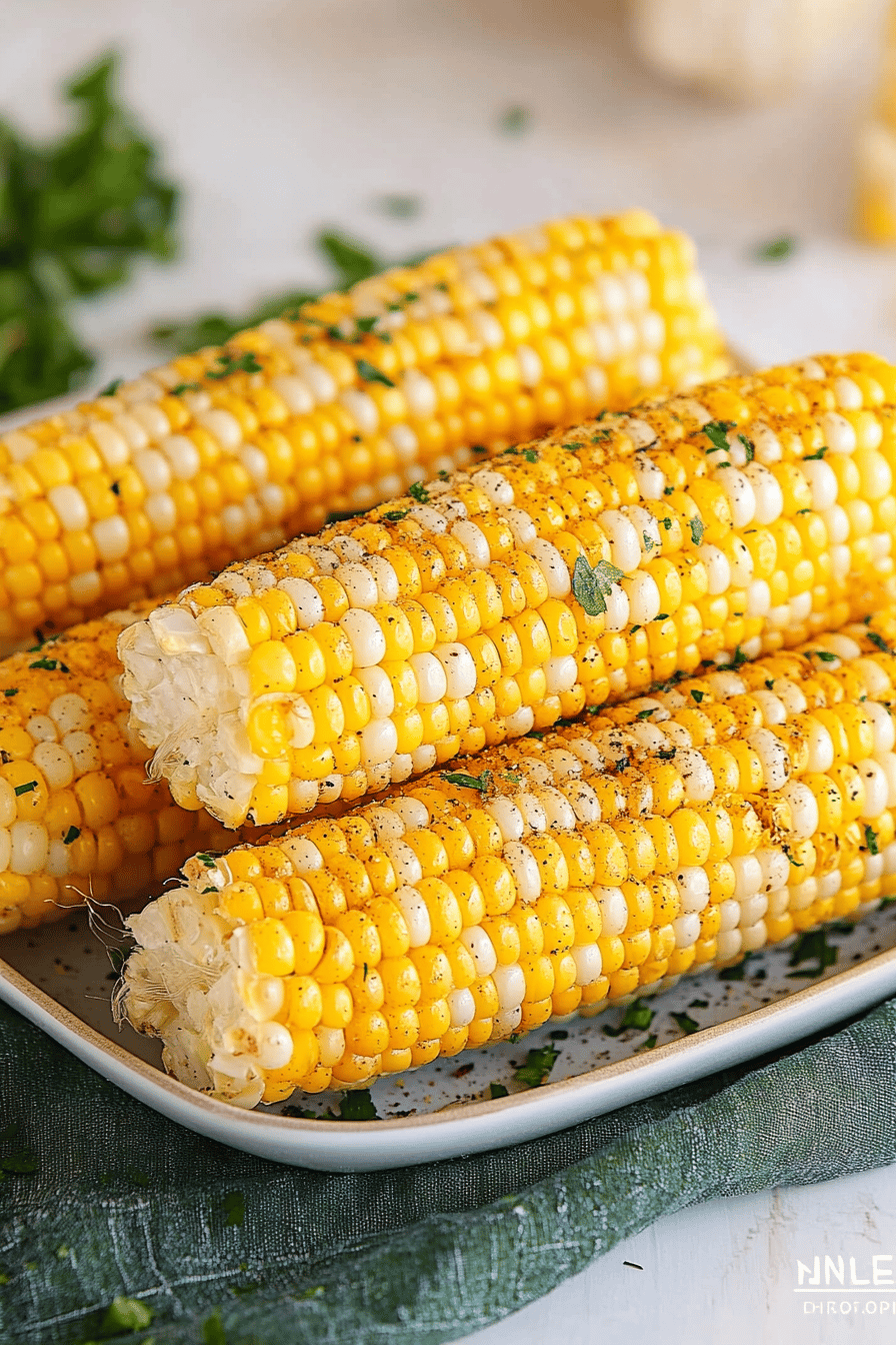 grilled corn slice on plate showing perfect texture and swirl pattern