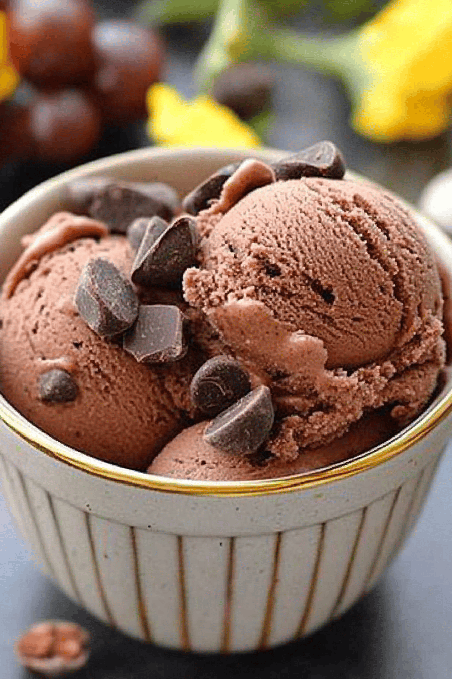 healthy chocolate ice cream ingredients organized and measured on kitchen counter