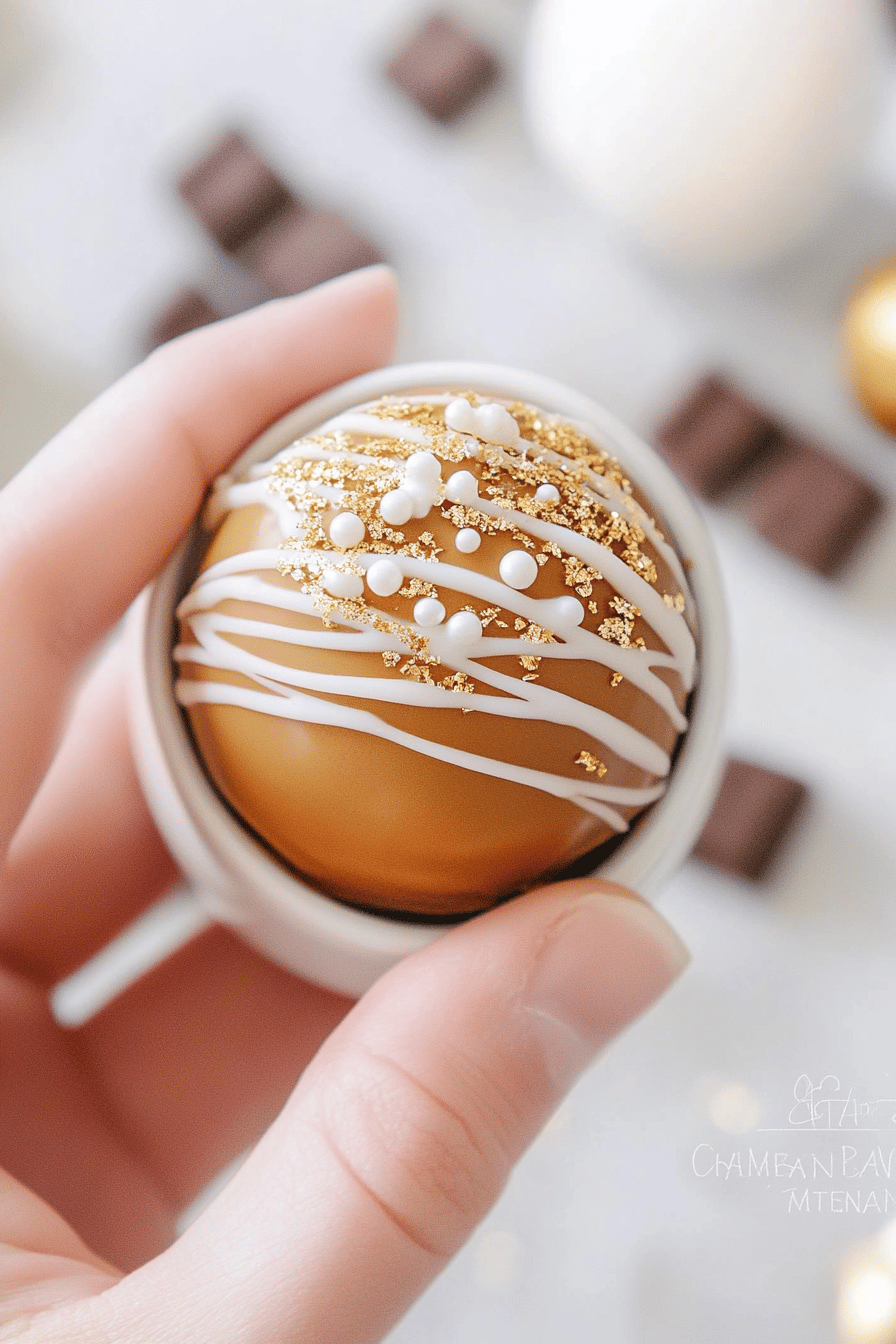 hot cocoa bombs slice on plate showing perfect texture and swirl pattern