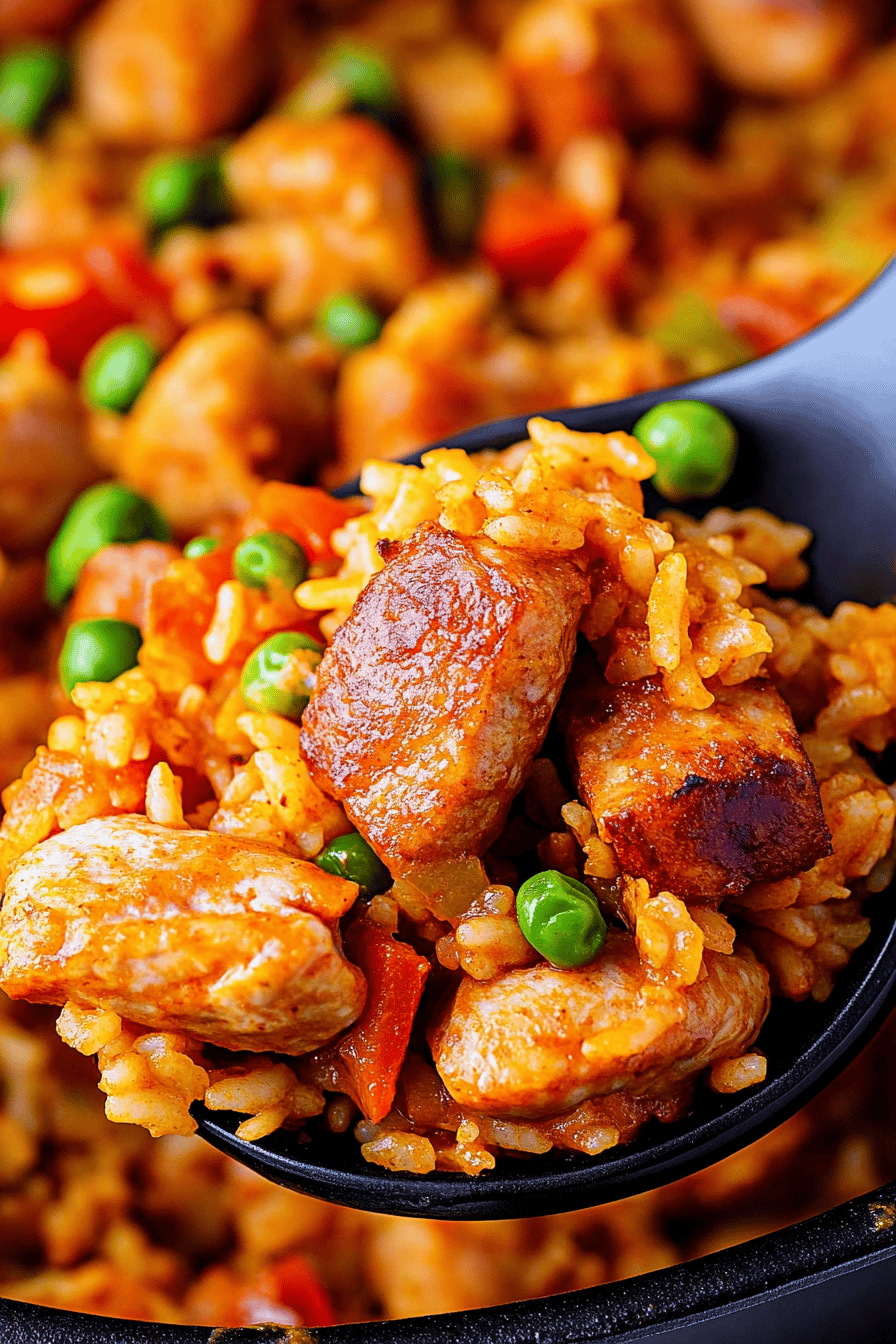 jambalaya recipe slice on plate showing perfect texture and swirl pattern