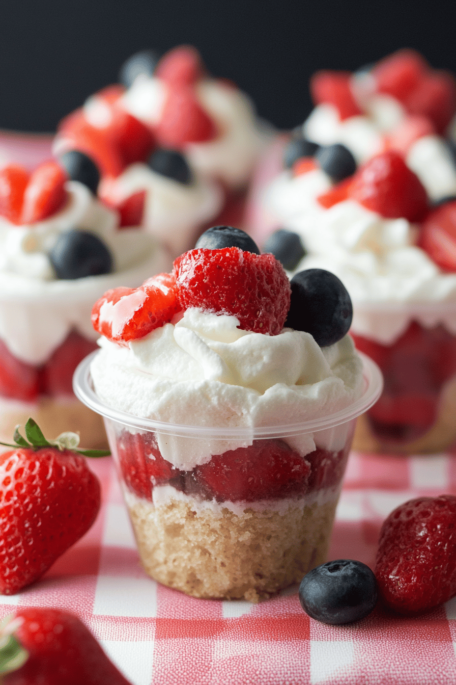 mini shortcake cups ingredients organized and measured on kitchen counter
