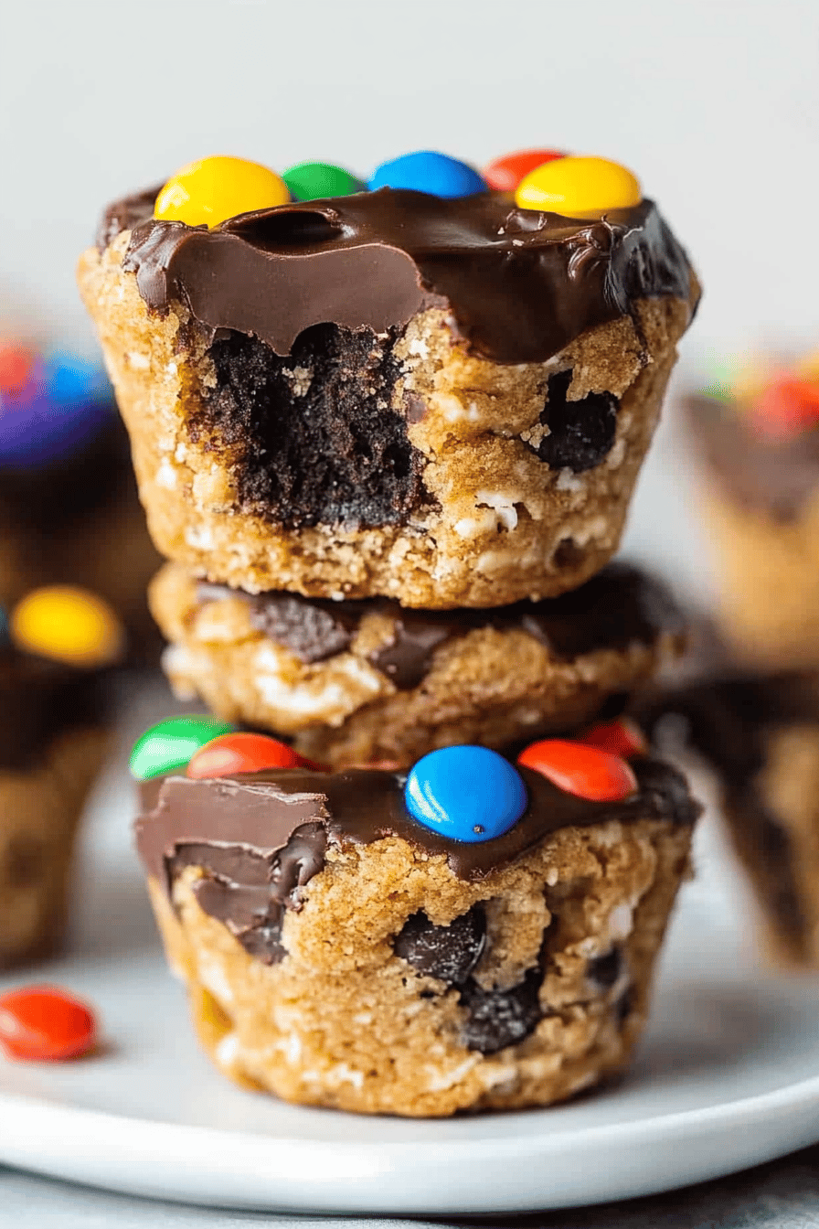 monster cookie cups ingredients organized and measured on kitchen counter