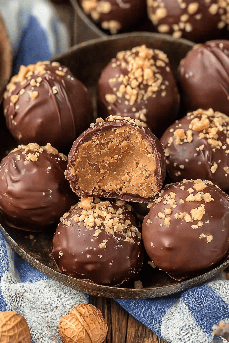 peanut butter balls ingredients organized and measured on kitchen counter