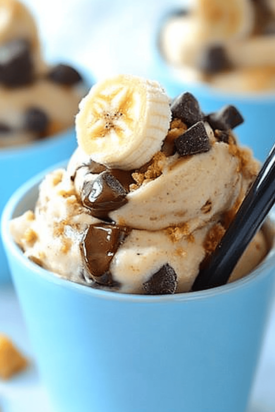 peanut butter banana soft serve ingredients organized and measured on kitchen counter