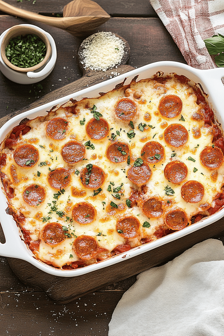 pizza casserole slice on plate showing perfect texture and swirl pattern