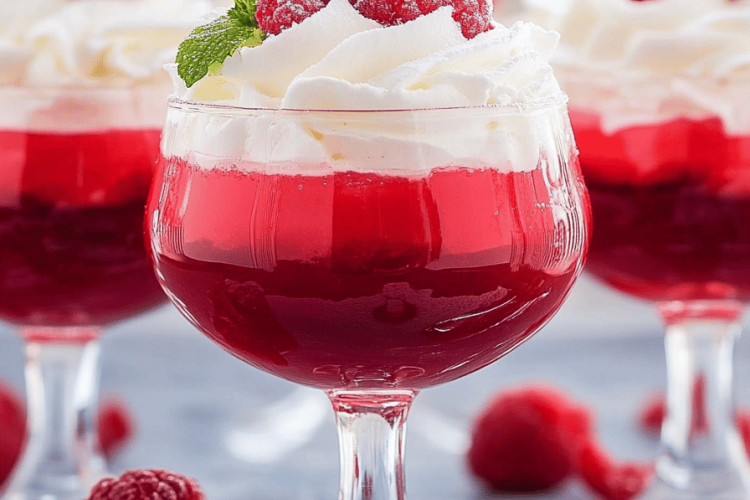 raspberry Jell-O parfaits