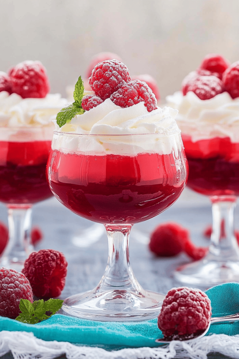 raspberry Jell-O parfaits