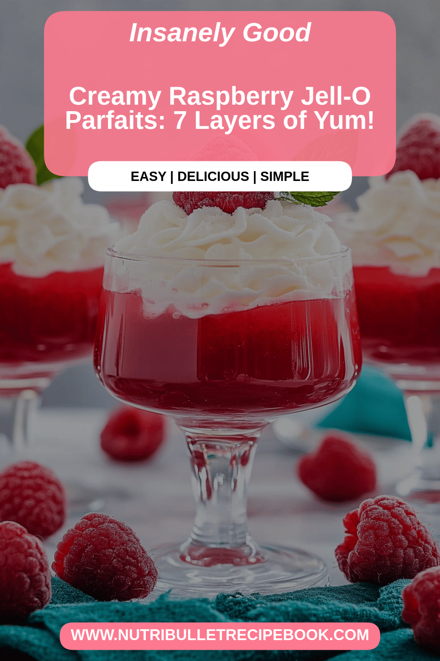 raspberry Jell-O parfaits final dish beautifully presented and ready to serve