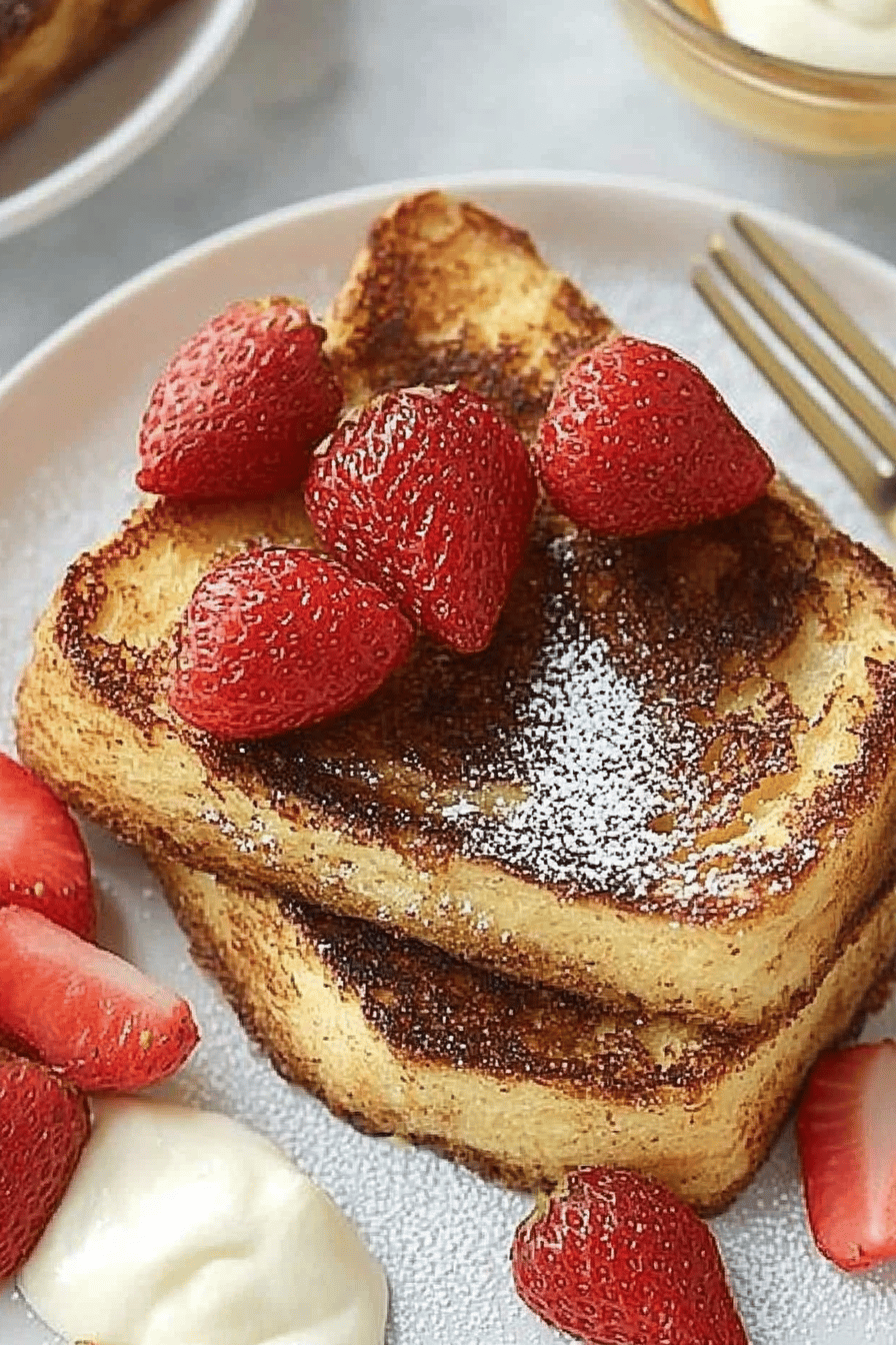 sheet pan french toast slice on plate showing perfect texture and swirl pattern