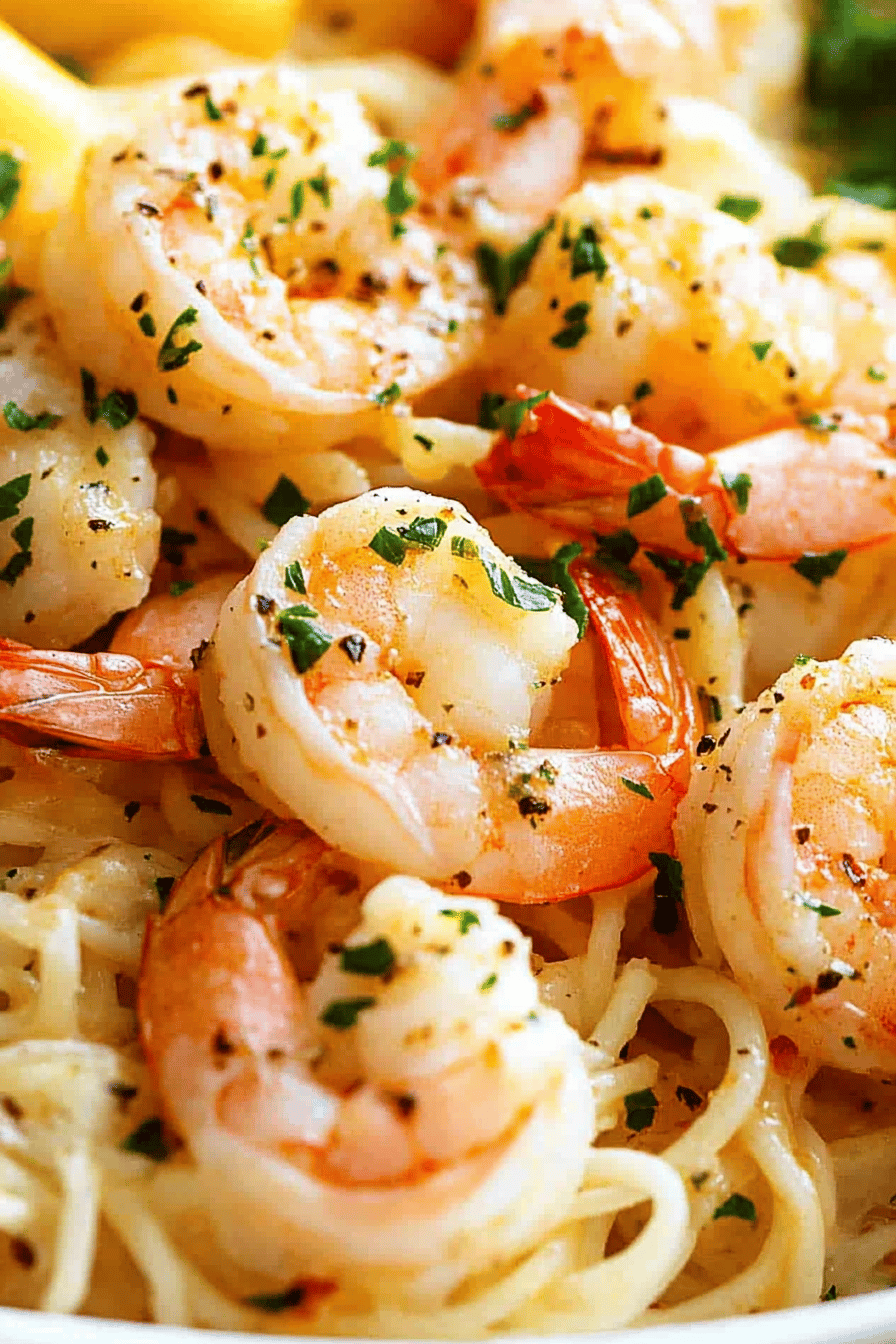 shrimp scampi ingredients organized and measured on kitchen counter