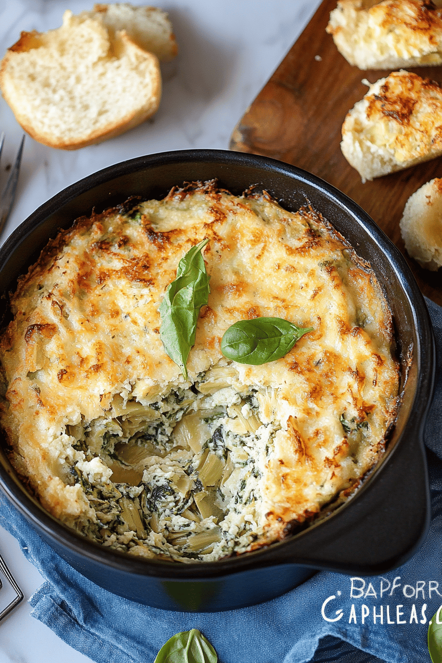 spinach artichoke dip slice on plate showing perfect texture and swirl pattern