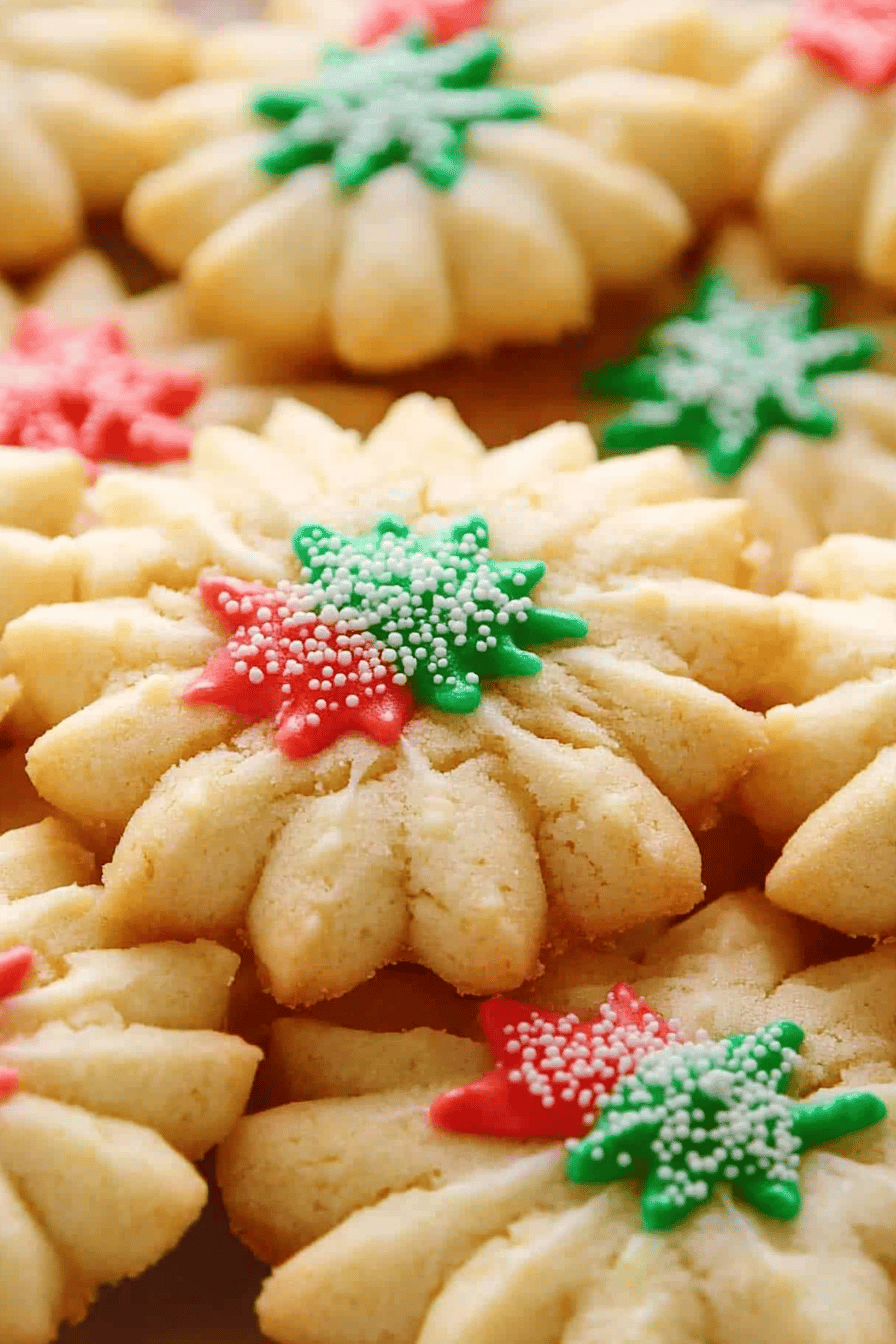 spritz cookies slice on plate showing perfect texture and swirl pattern
