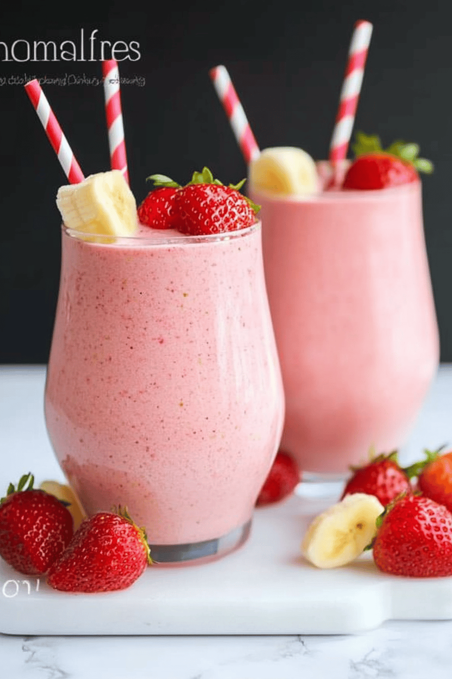strawberry banana smoothie slice on plate showing perfect texture and swirl pattern