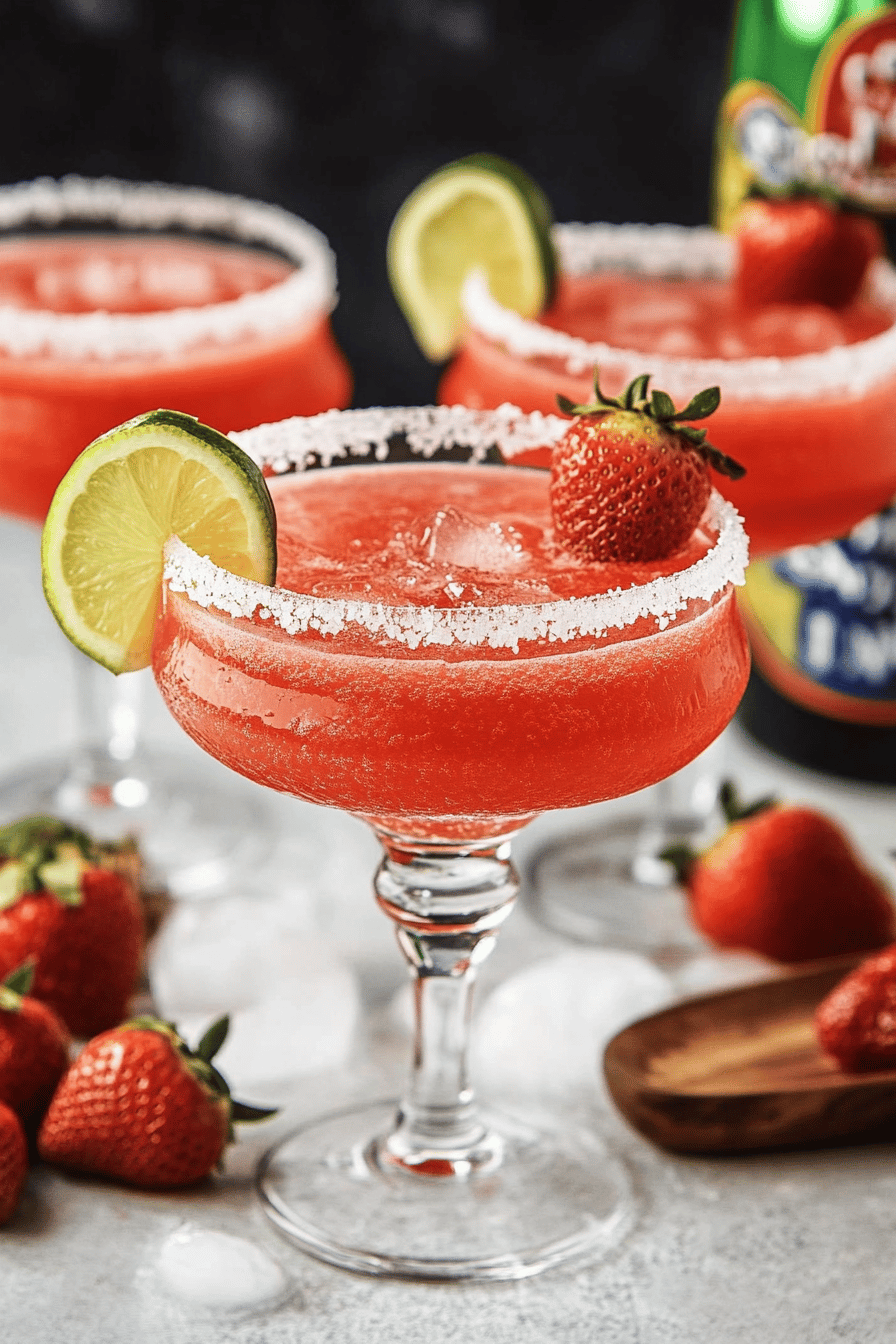 strawberry margarita slice on plate showing perfect texture and swirl pattern