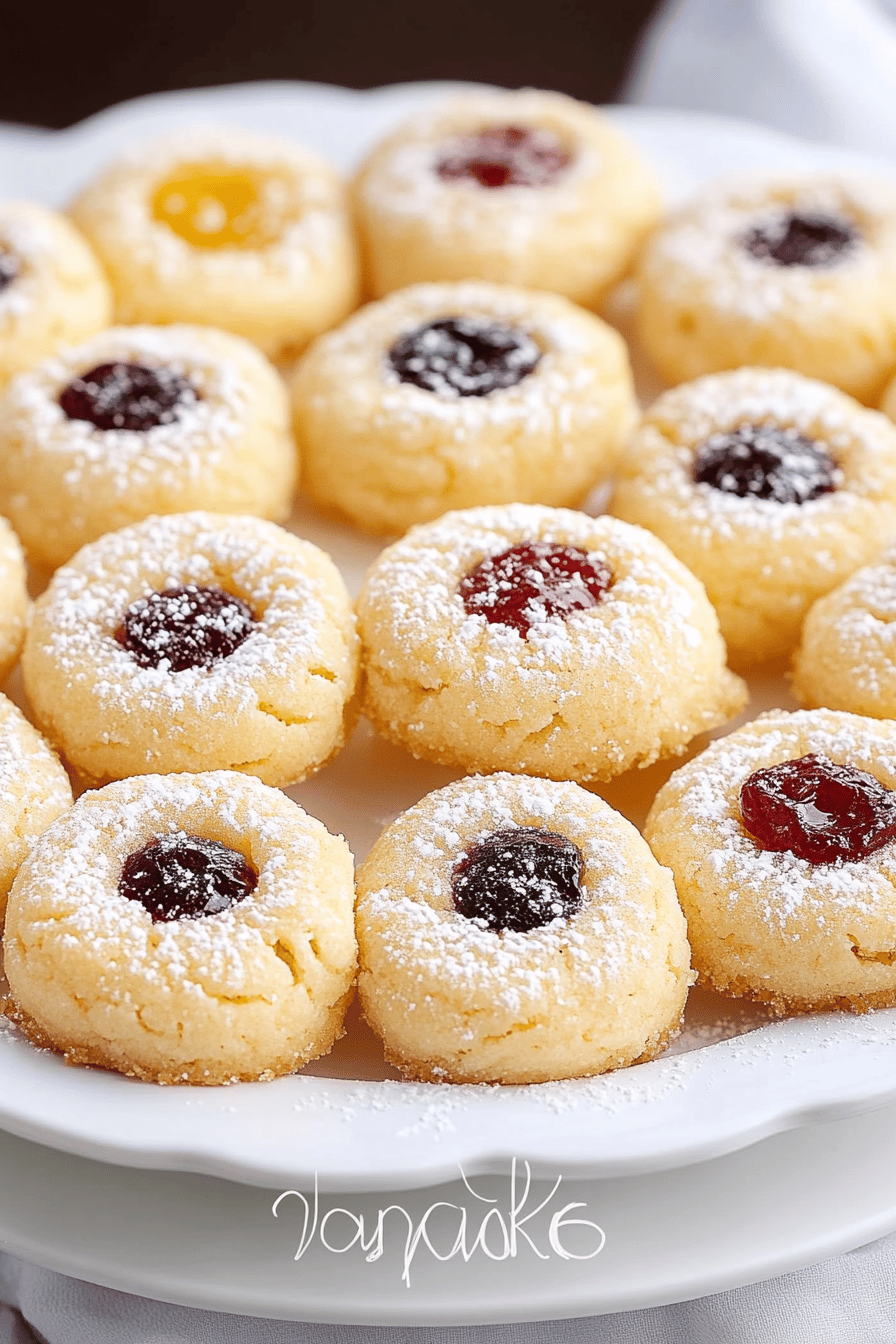 thumbprint cookies slice on plate showing perfect texture and swirl pattern