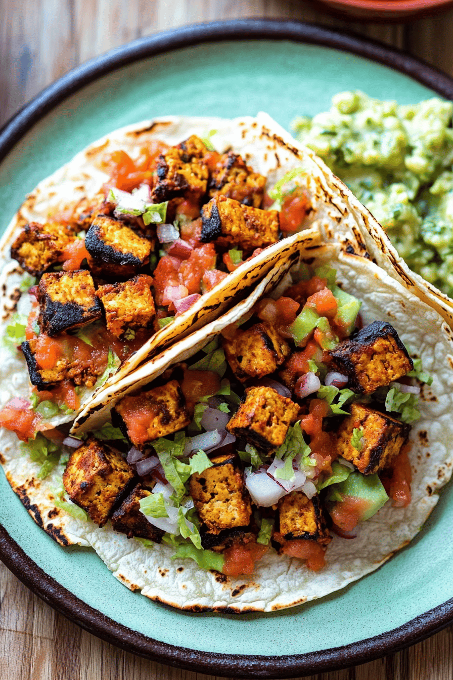 tofu tacos ingredients organized and measured on kitchen counter