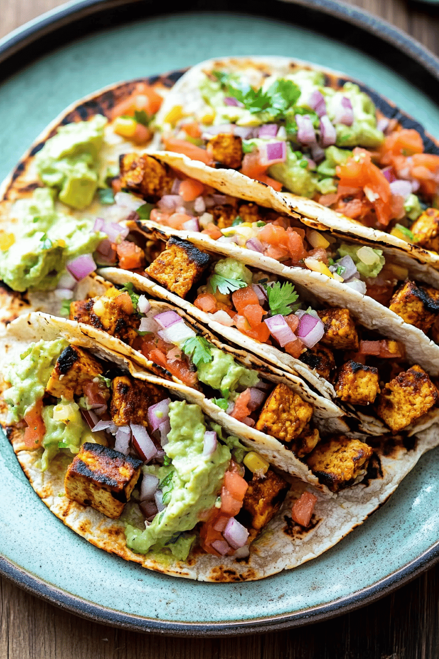 tofu tacos slice on plate showing perfect texture and swirl pattern