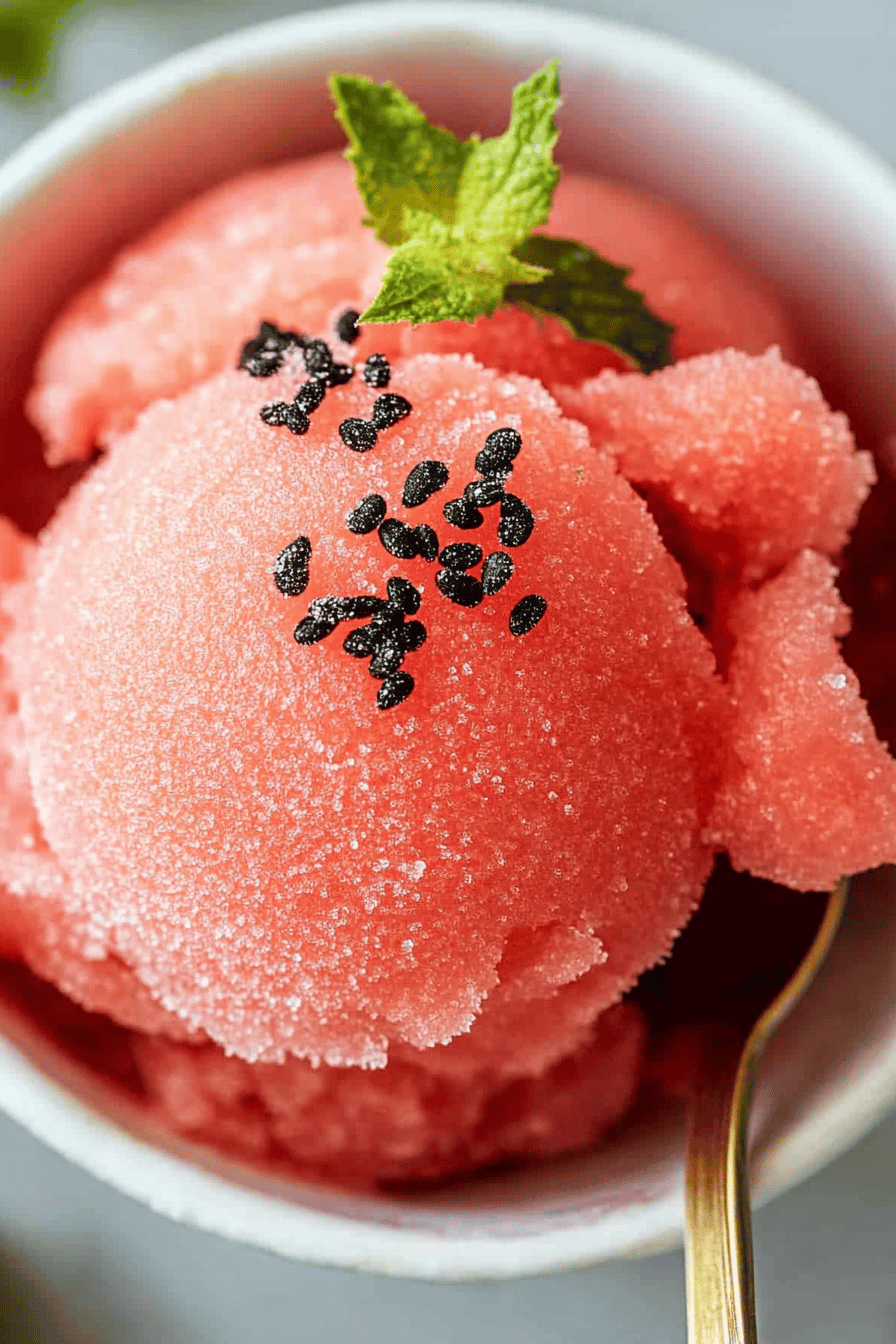 watermelon sorbet ingredients organized and measured on kitchen counter
