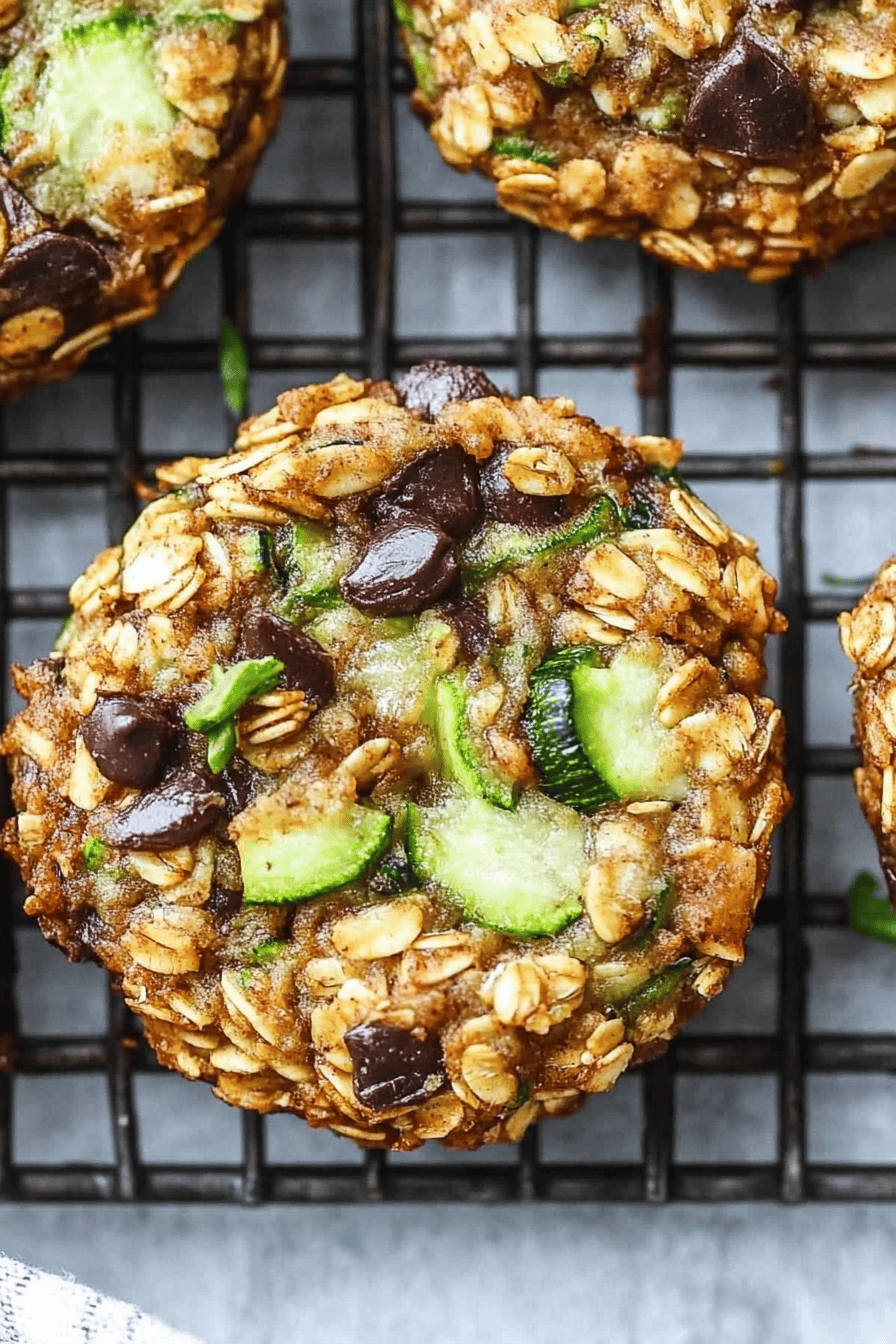 zucchini oatmeal cups slice on plate showing perfect texture and swirl pattern