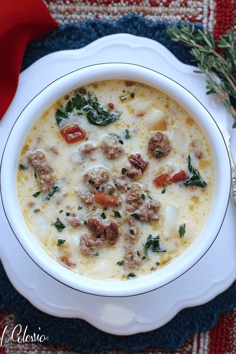 zuppa toscana ingredients organized and measured on kitchen counter