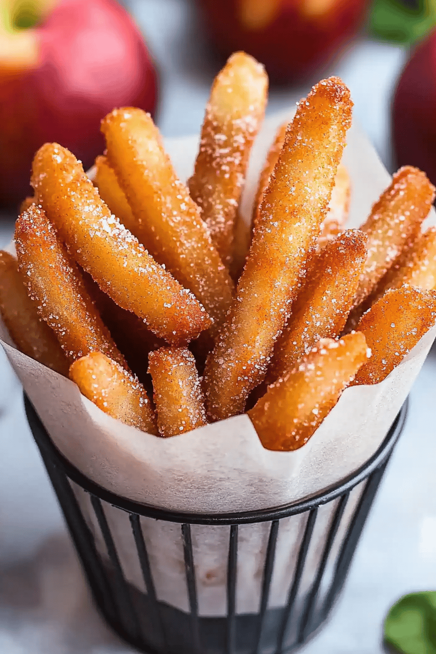 Air Fryer Apple Fries ingredients organized and measured on kitchen counter