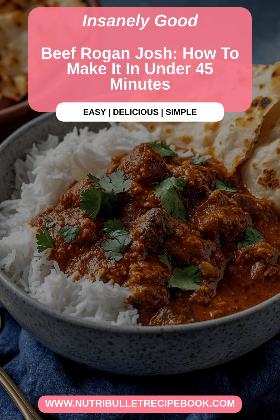 Beef Rogan Josh final dish beautifully presented and ready to serve