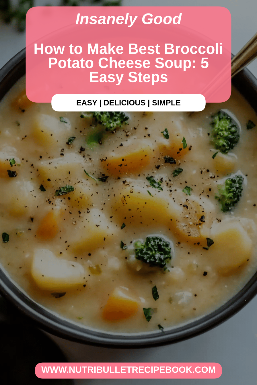 Broccoli potato soup final dish beautifully presented and ready to serve