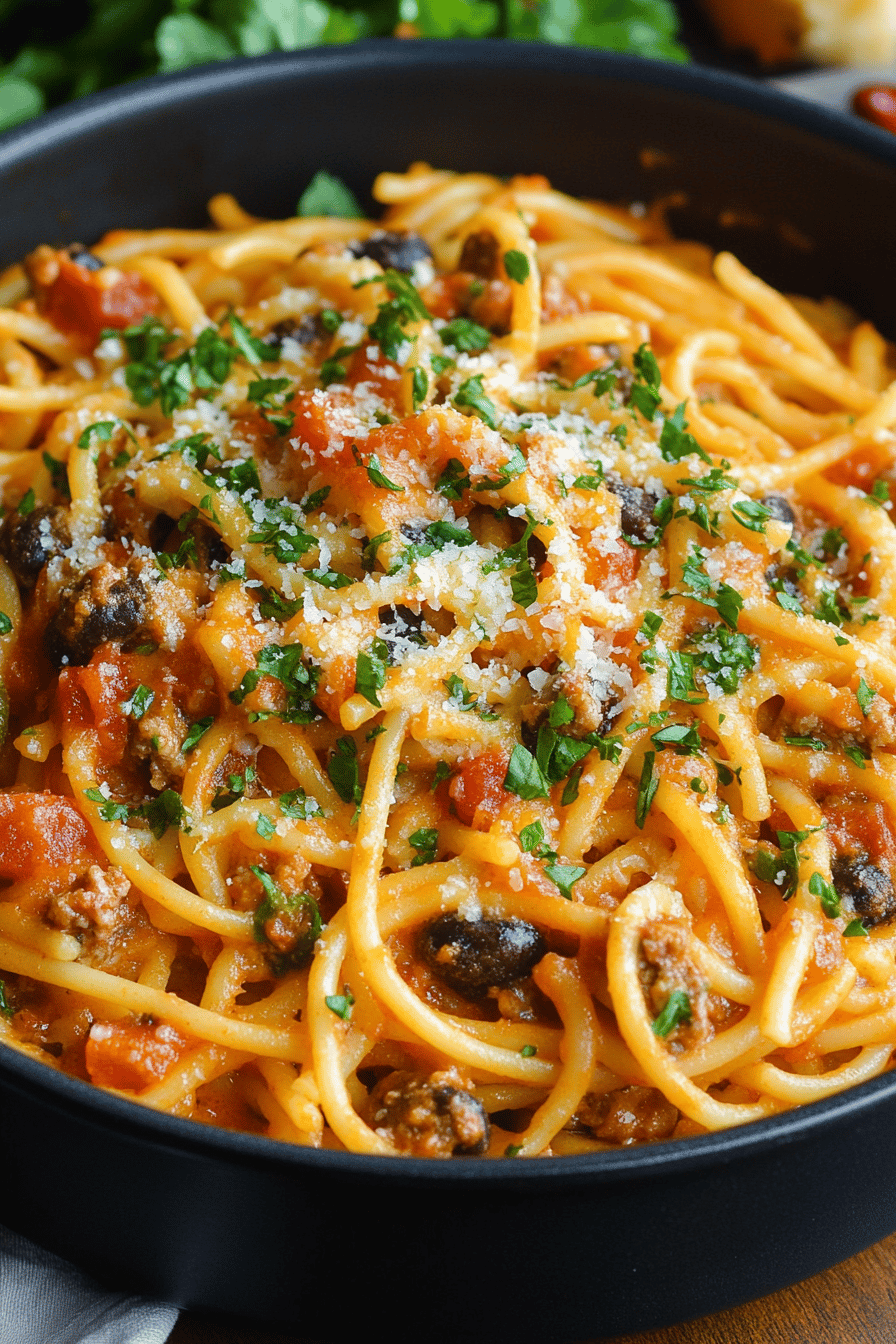 Cheesy Taco Spaghetti slice on plate showing perfect texture and swirl pattern