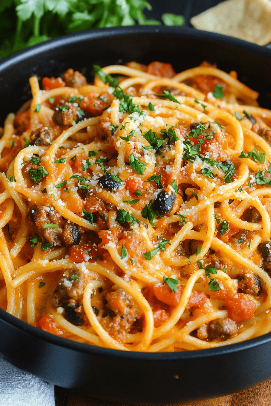 Cheesy Taco Spaghetti