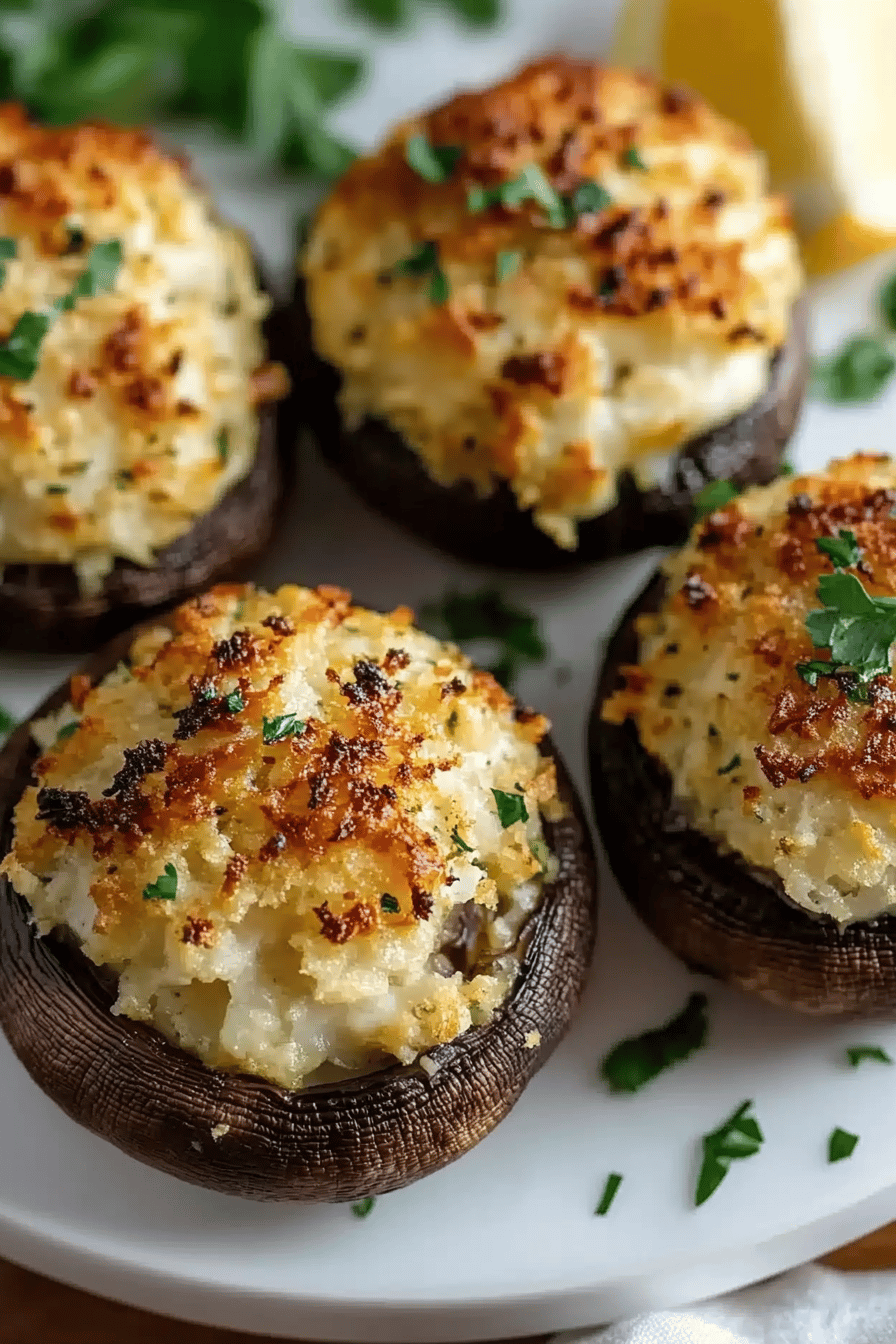 Crab stuffed mushrooms ingredients organized and measured on kitchen counter