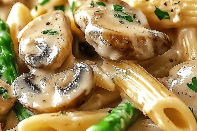 Creamy mushroom chicken penne