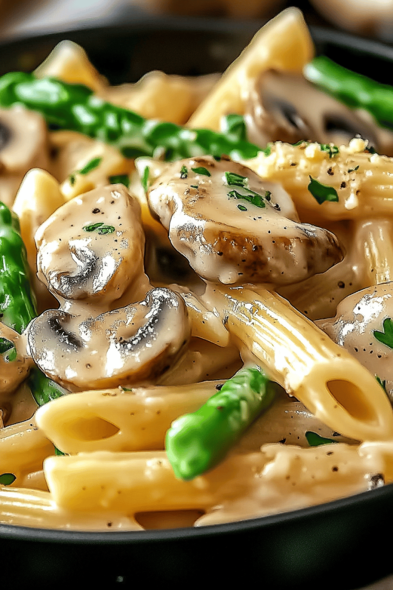 Creamy mushroom chicken penne