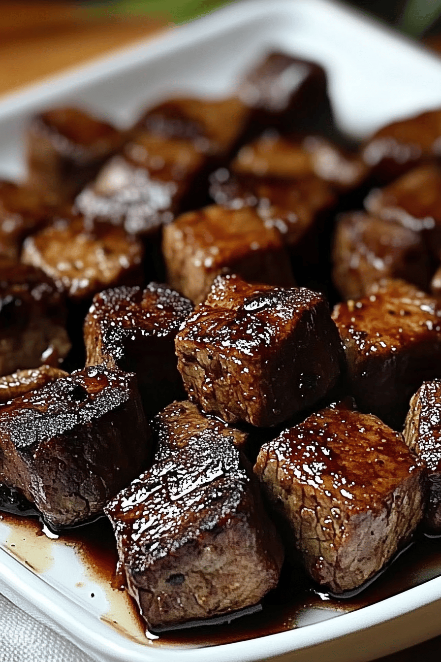 Crockpot steak bites slice on plate showing perfect texture and swirl pattern