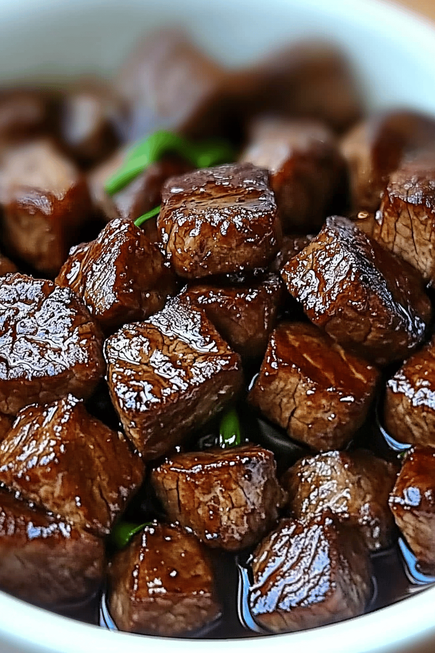 Crockpot steak bites ingredients organized and measured on kitchen counter