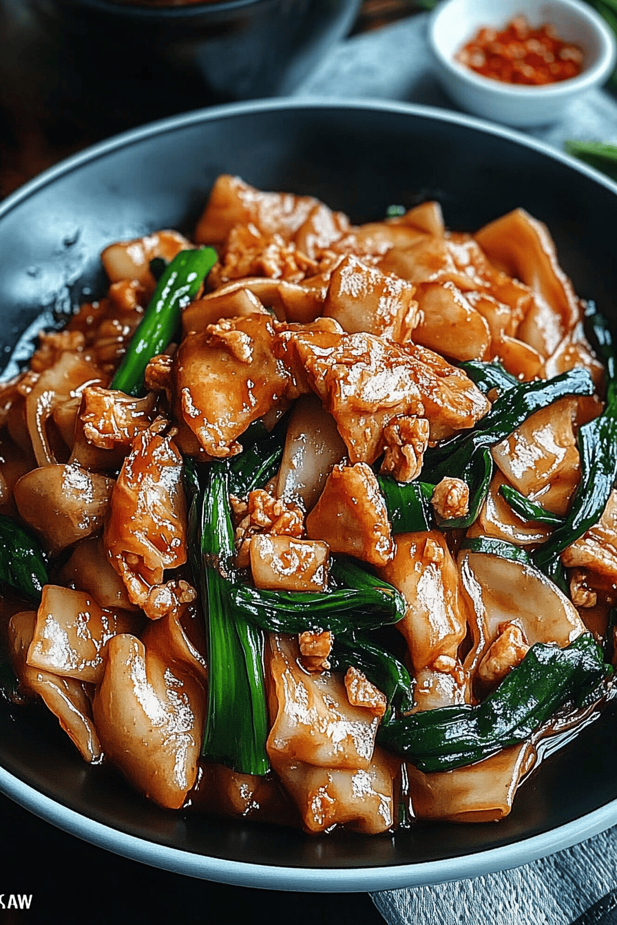 Drunken Noodles slice on plate showing perfect texture and swirl pattern