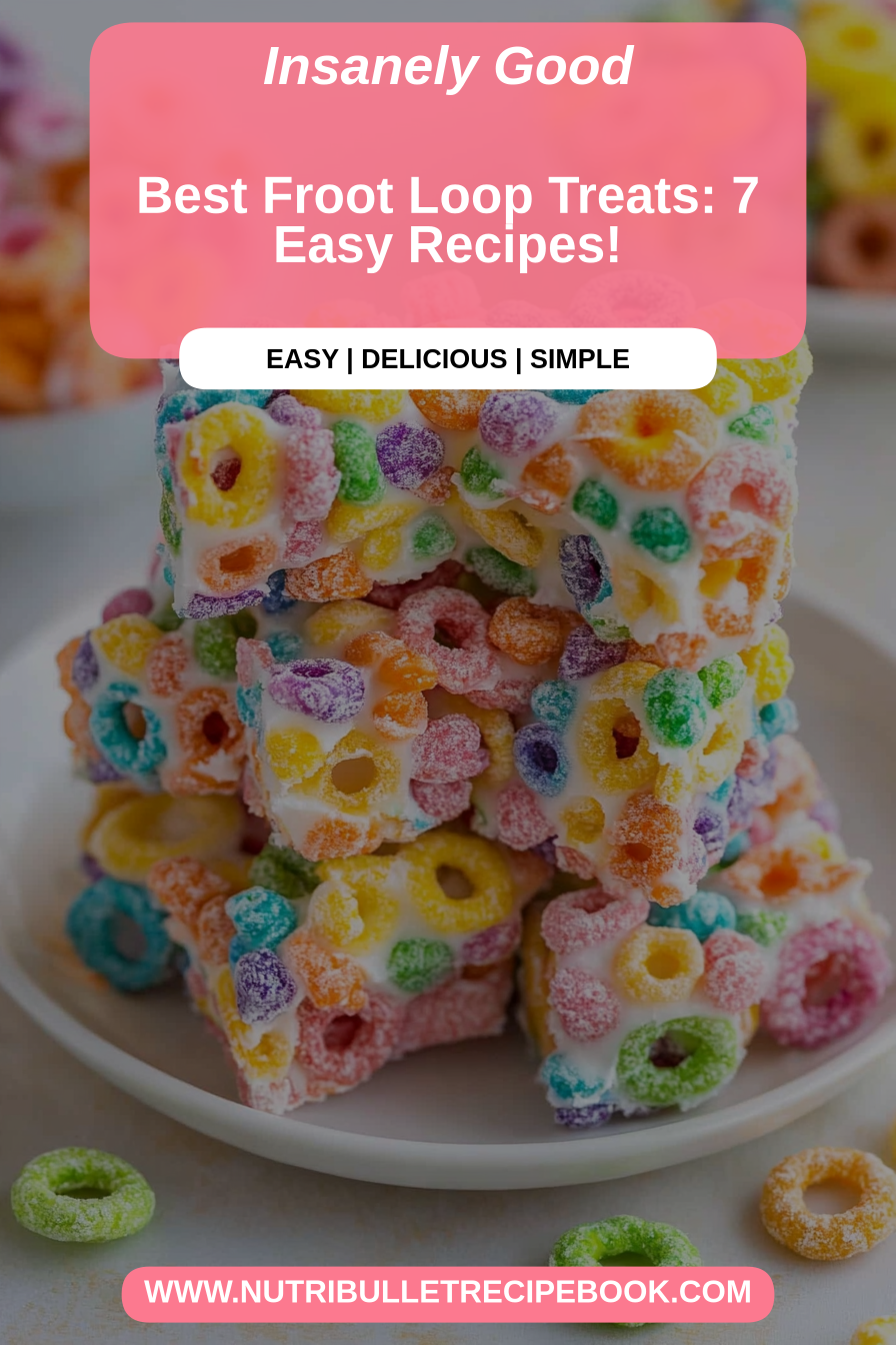 Froot Loop Treats final dish beautifully presented and ready to serve