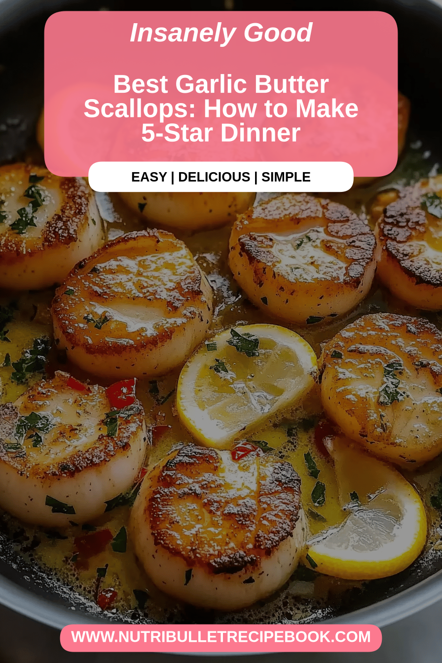 Garlic butter scallops final dish beautifully presented and ready to serve