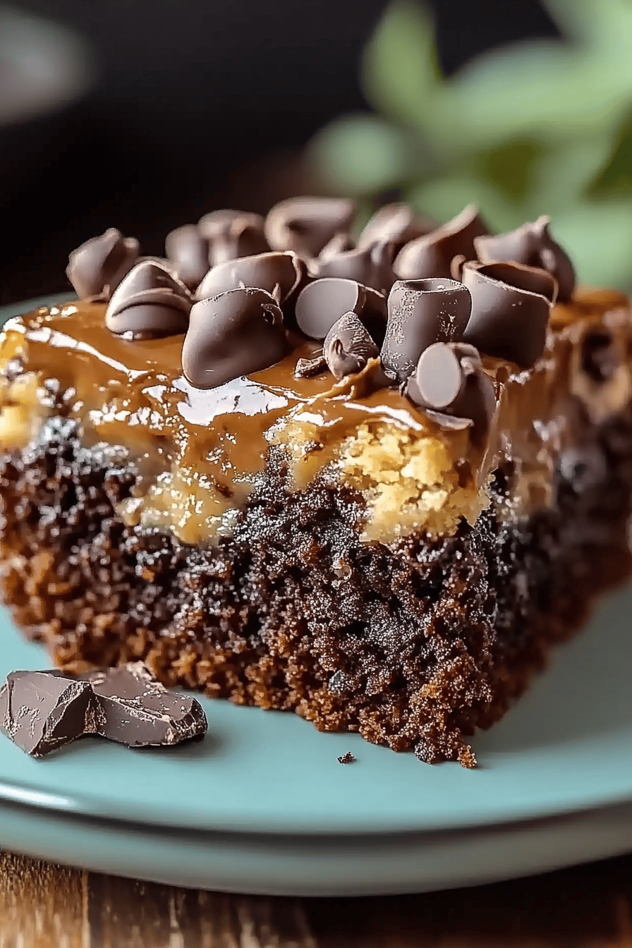 German chocolate cake slice on plate showing perfect texture and swirl pattern