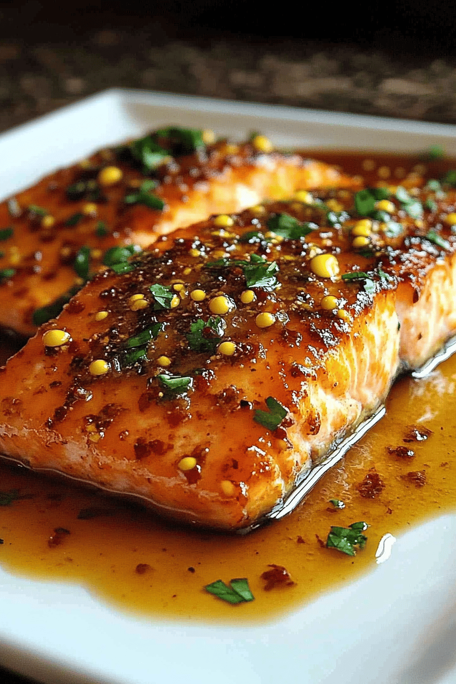 Honey garlic salmon ingredients organized and measured on kitchen counter