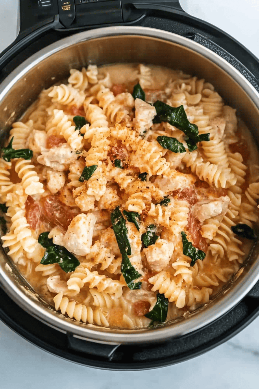 Instant Pot Crack Chicken Pasta ingredients organized and measured on kitchen counter