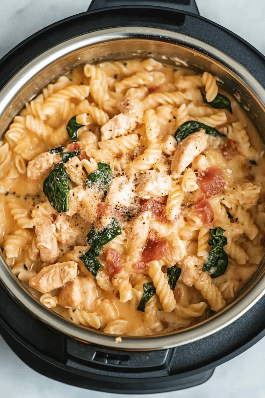 Instant Pot Crack Chicken Pasta slice on plate showing perfect texture and swirl pattern