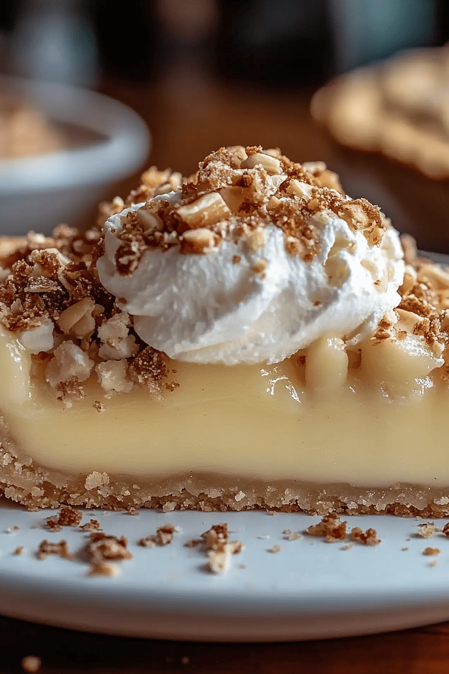 Kentucky Sawdust Pie slice on plate showing perfect texture and swirl pattern