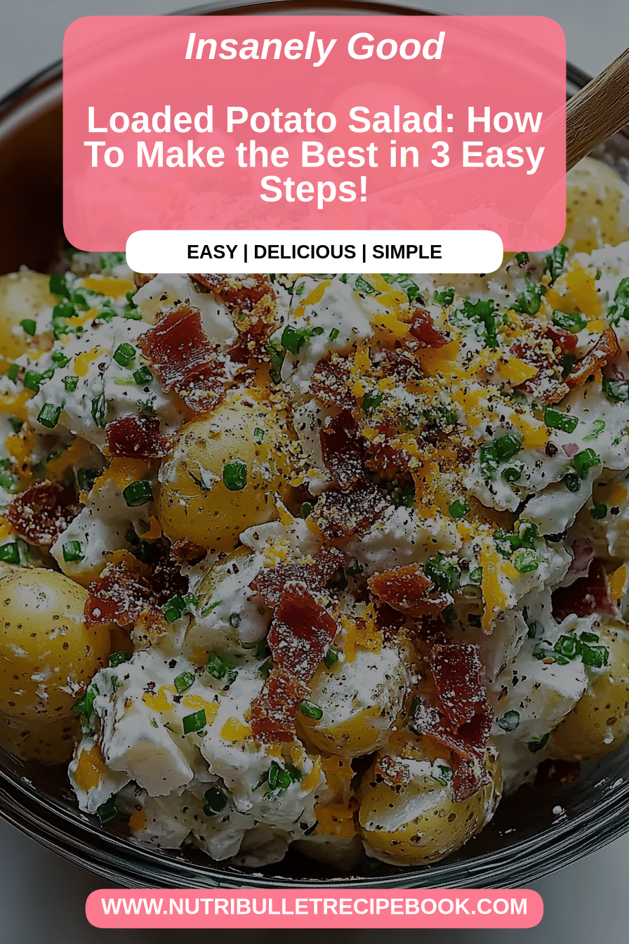 Loaded potato salad final dish beautifully presented and ready to serve