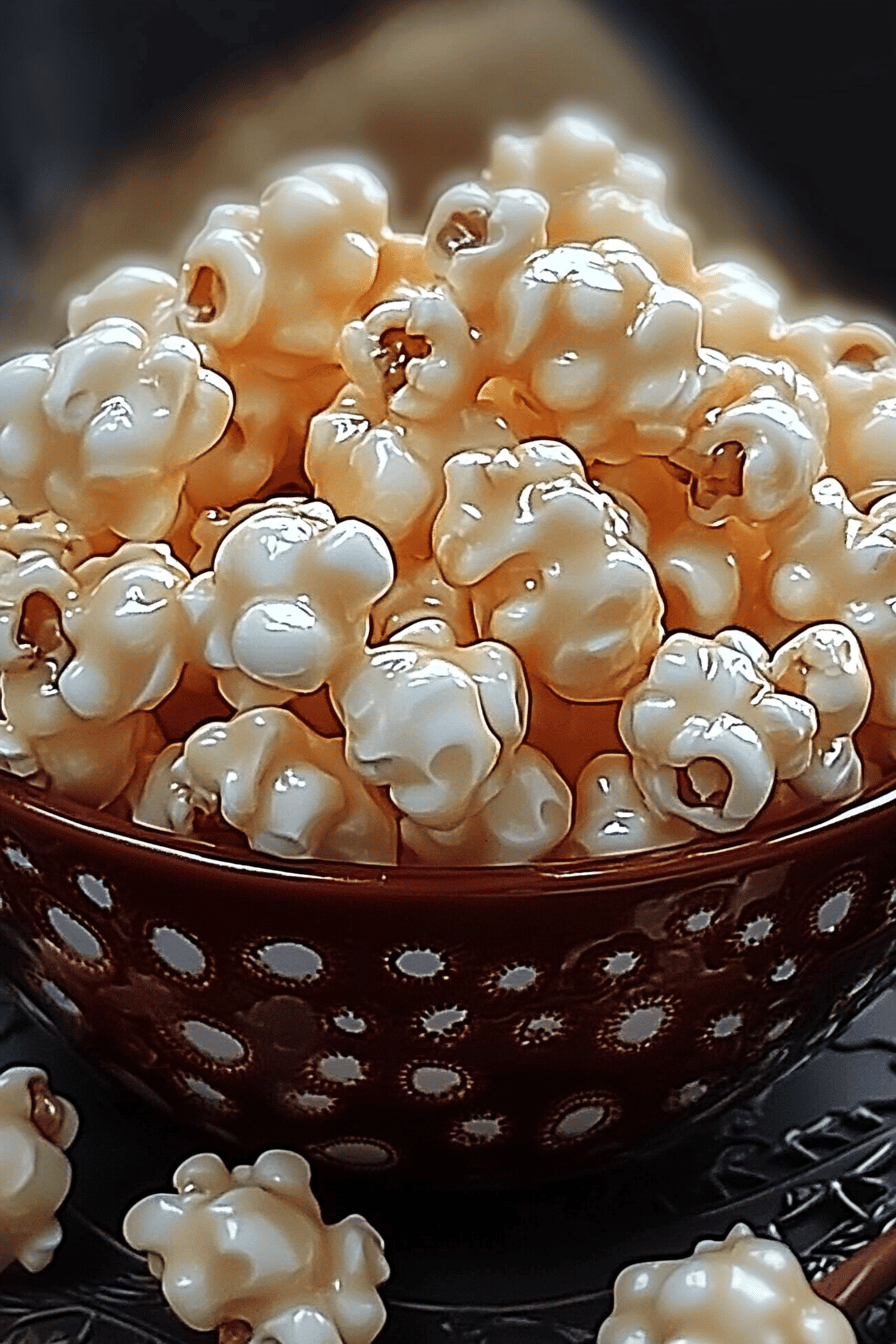 Marshmallow caramel corn ingredients organized and measured on kitchen counter