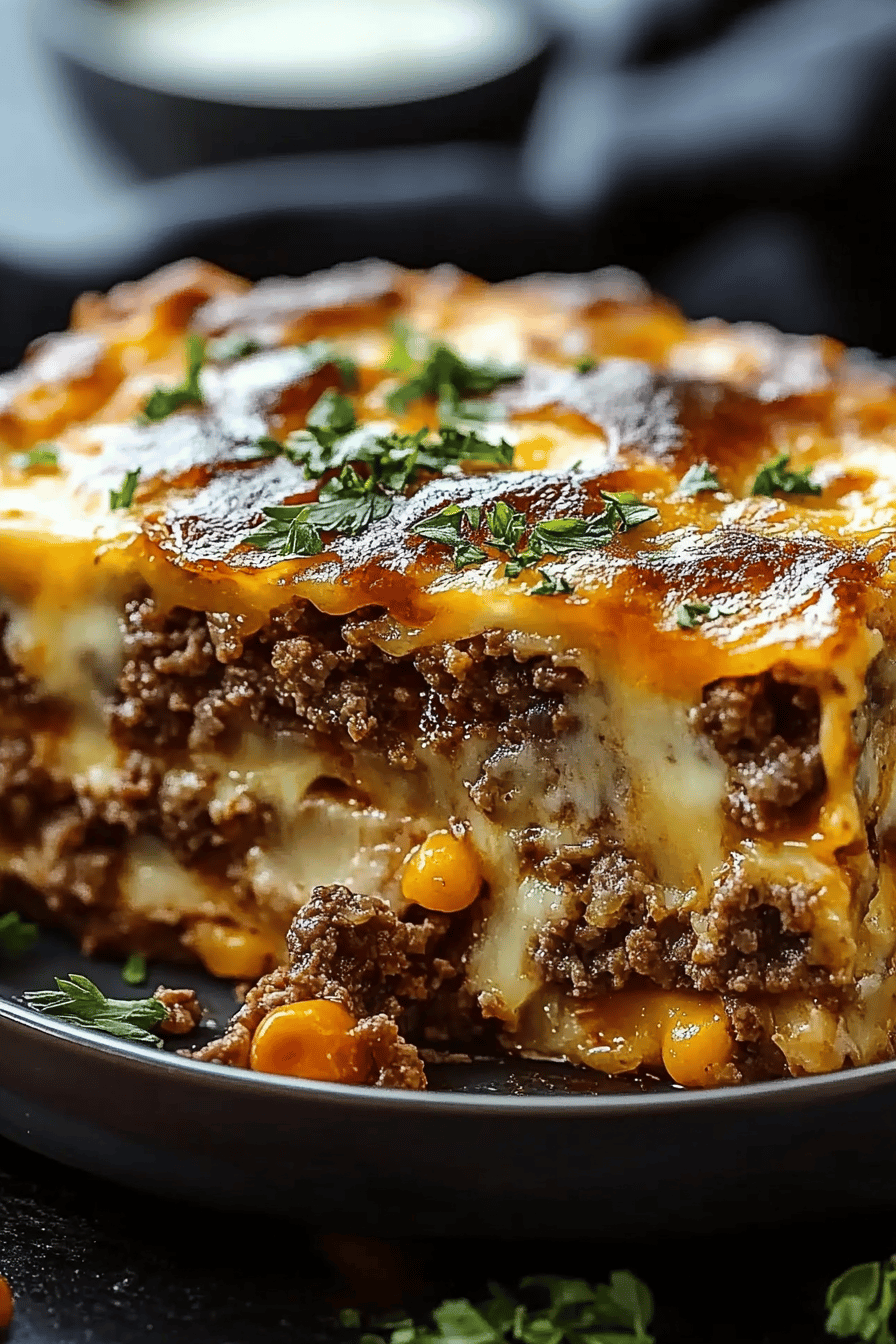 Meatloaf casserole ingredients organized and measured on kitchen counter
