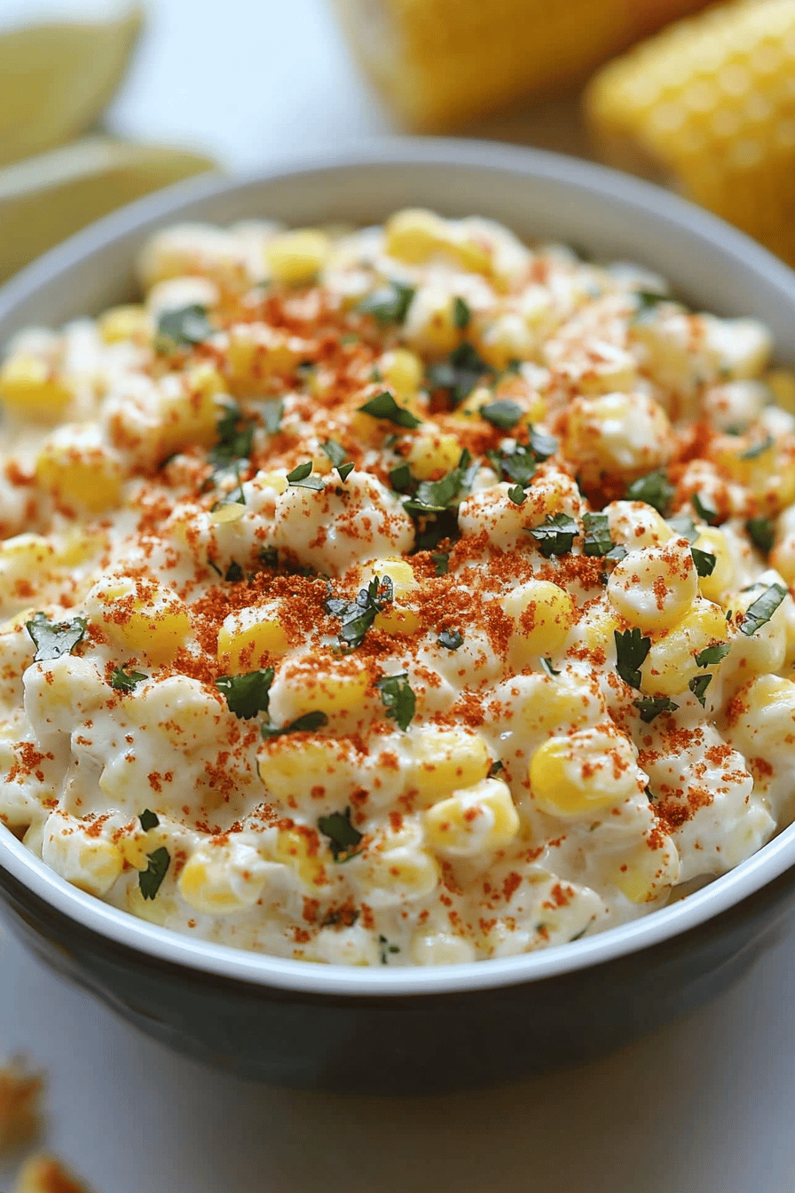 Mexican street corn dip slice on plate showing perfect texture and swirl pattern