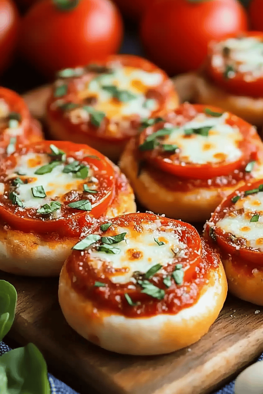 Mini pizza bagel bites ingredients organized and measured on kitchen counter