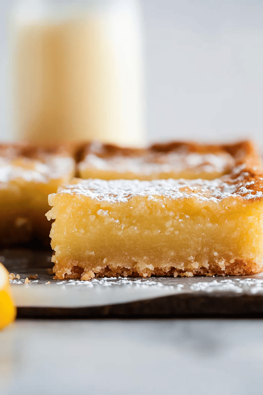 Oooey gooey butter bars slice on plate showing perfect texture and swirl pattern